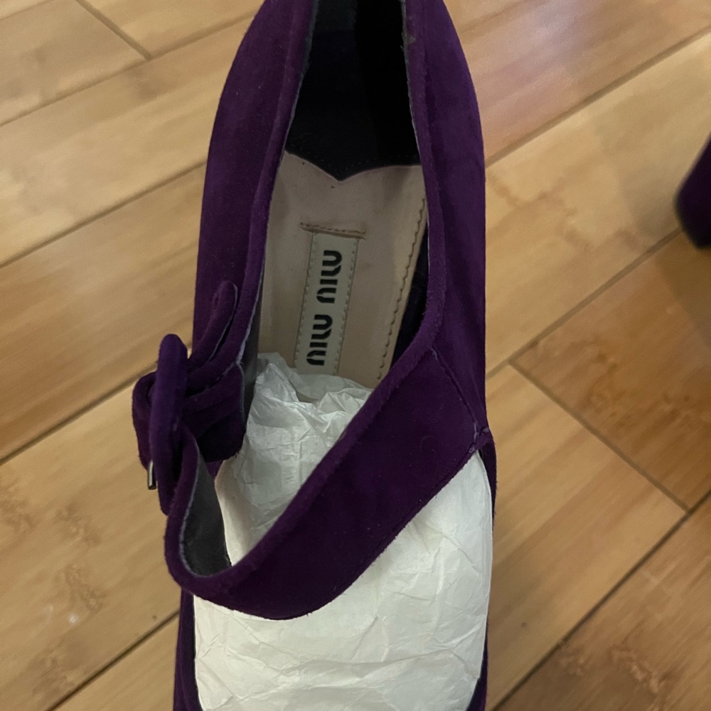 MIU MIU platform buckle purple heels - Picture 2 of 7